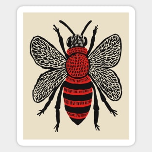 Bee Linocut Art - Nature-Inspired Gift Magnet